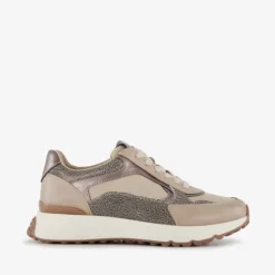 Blue Box Dames sneakers met panterprint details taupe