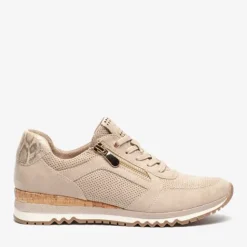 Nova Dames sneakers met slangenprint beige Discount