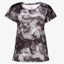 Osaga Dames sport T-shirt zwart bloemenprint Online