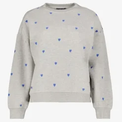 TwoDay Dames sweater grijs met hartjes Outlet