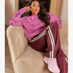 TwoDay Dames sweater met geborduurde mouwen roze Best