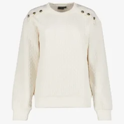 TwoDay Dames sweater met sierknopen beige Hot