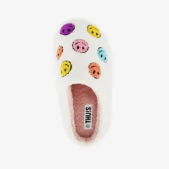Thu!s Dames teddy pantoffels met smileys beige Discount