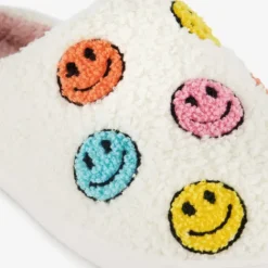 Thu!s Dames teddy pantoffels met smileys beige Discount