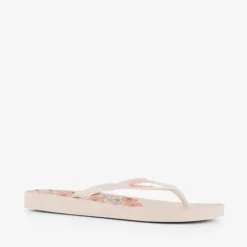 Copacabana Dames teenslippers met bloemen beige Hot