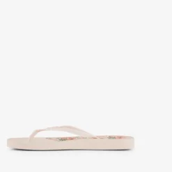 Copacabana Dames teenslippers met bloemen beige Hot