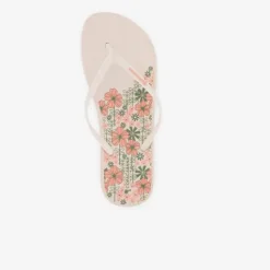 Copacabana Dames teenslippers met bloemen beige Hot