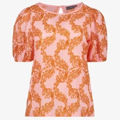 TwoDay Dames top met oranje borduursels New