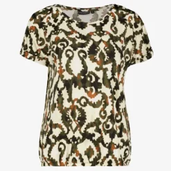 TwoDay Dames top met print beige groen
