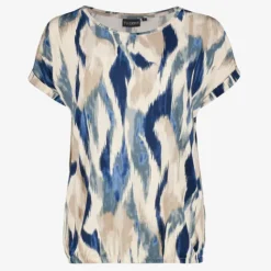 TwoDay Dames top met print beige blauw Hot