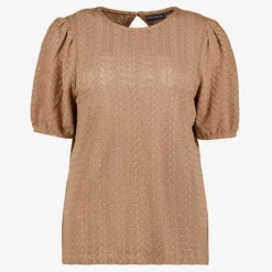 TwoDay Dames top met structuur bruin Hot