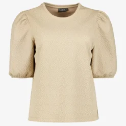 TwoDay Dames top met structuur in stof beige Online