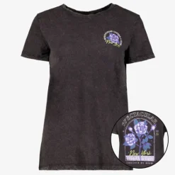 TwoDay Dames T-shirt acid wash met backprint zwart Clearance