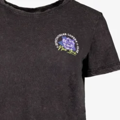 TwoDay Dames T-shirt acid wash met backprint zwart Clearance
