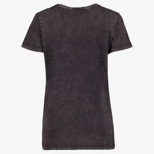 TwoDay Dames T-shirt acid wash zwart met witte opdruk Discount