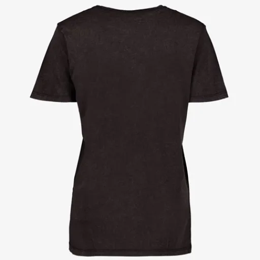 TwoDay Dames T-shirt acid wash zwart met print