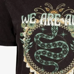 TwoDay Dames T-shirt acid wash zwart met print