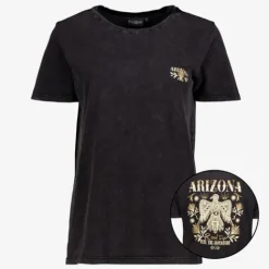 TwoDay Dames T-shirt met acid wash en backprint zwart Discount