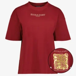 TwoDay Dames T-shirt met backprint bordeauxrood New