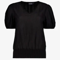 TwoDay Dames T-shirt met boord zwart New