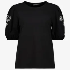 TwoDay Dames T-shirt met borduursels zwart Online
