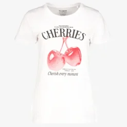 TwoDay Dames T-shirt met cherry opdruk wit Sale