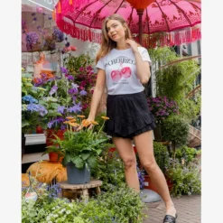 TwoDay Dames T-shirt met cherry opdruk wit Sale