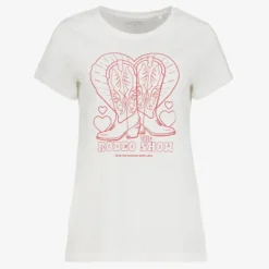 TwoDay Dames T-shirt met cowboylaarzen wit Hot