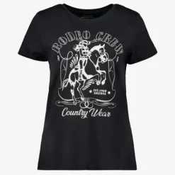 TwoDay Dames T-shirt met cowgirl opdruk zwart New