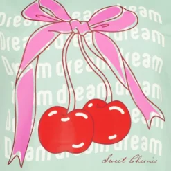 TwoDay Dames T-shirt met kersen mintgroen New