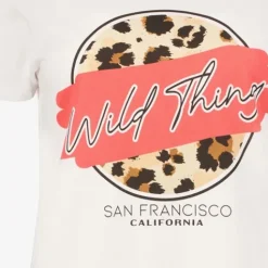 TwoDay Dames T-shirt met luipaardprint wit New