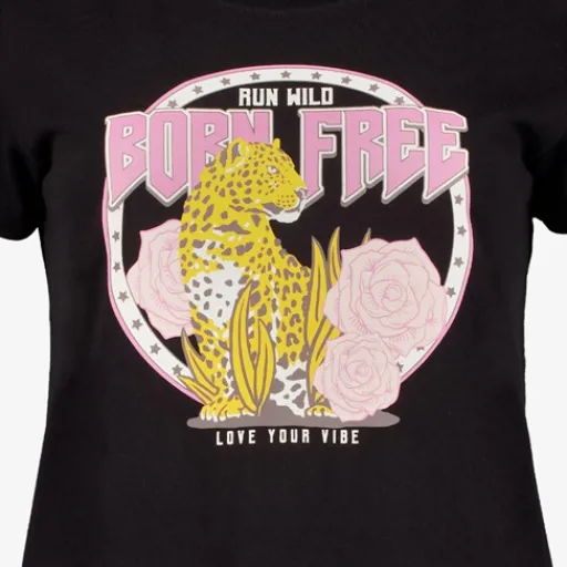 TwoDay Dames T-shirt met luipaard zwart Clearance