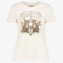 TwoDay Dames T-shirt met luipaarden beige Discount