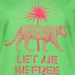 TwoDay Dames T-shirt met luipaard groen Clearance