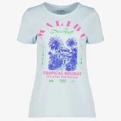 TwoDay Dames T-shirt met opdruk lichtblauw Clearance