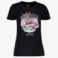 TwoDay Dames T-shirt met opdruk zwart Online