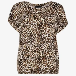 TwoDay Dames T-shirt met panterprint bruin Hot