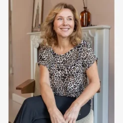 TwoDay Dames T-shirt met panterprint bruin Hot