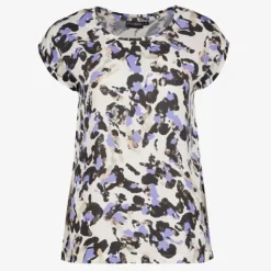 TwoDay Dames T-shirt met print wit paars Hot