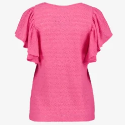 TwoDay Dames T-shirt met ruches mouwen roze Best