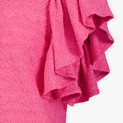 TwoDay Dames T-shirt met ruches mouwen roze Best