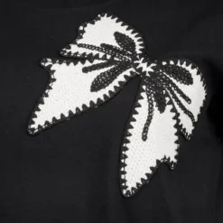 TwoDay Dames T-shirt met strik zwart wit