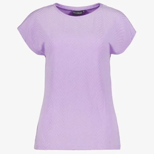 TwoDay Dames T-shirt met structuur paars Online