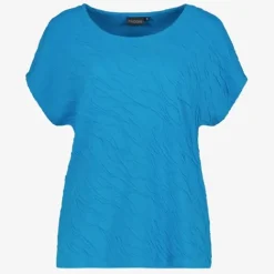 TwoDay Dames T-shirt met structuur blauw Online