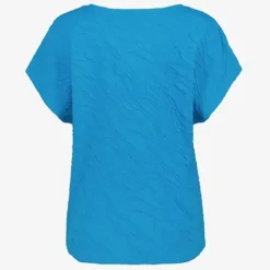 TwoDay Dames T-shirt met structuur blauw Online