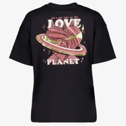 TwoDay Dames T-shit met backprint zwart roze Discount