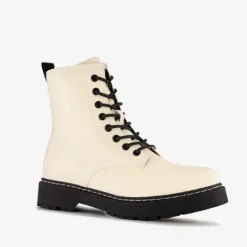Blue Box Dames veterboots lichtbeige zwart Outlet