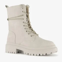 Blue Box Dames veterboots lichtgrijs