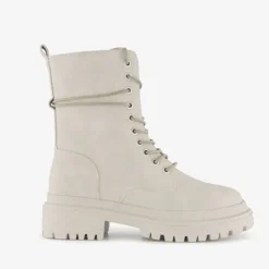 Blue Box Dames veterboots lichtgrijs
