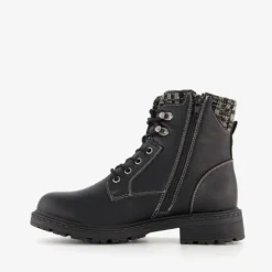 Blue Box Dames veterboots zwart met gebreid detail